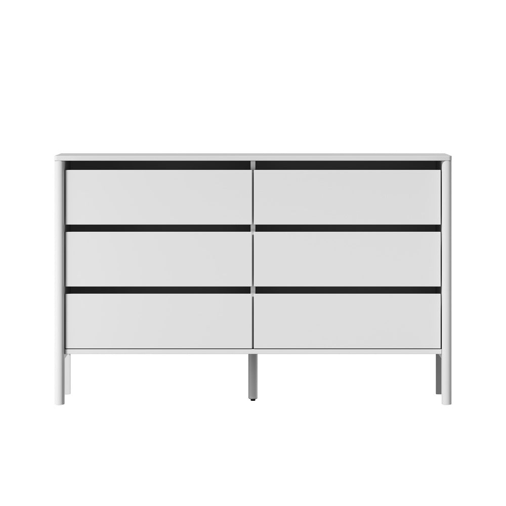 Oikiture 6 Chest Of Drawers Dresser Lowboy Handle-Free White