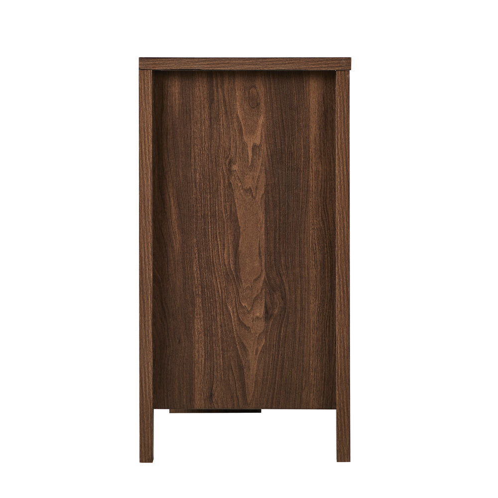 Oikiture 6 Chest Of Drawer Lowboy Dresser Handle-Free Bedroom Walnut
