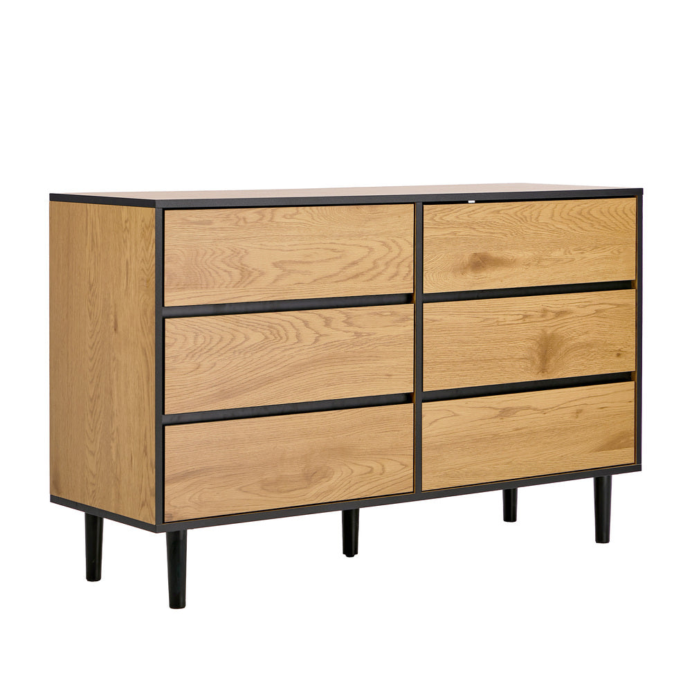 6 Chest of Drawers Lowboy Storage Dresser Bedroom Natural