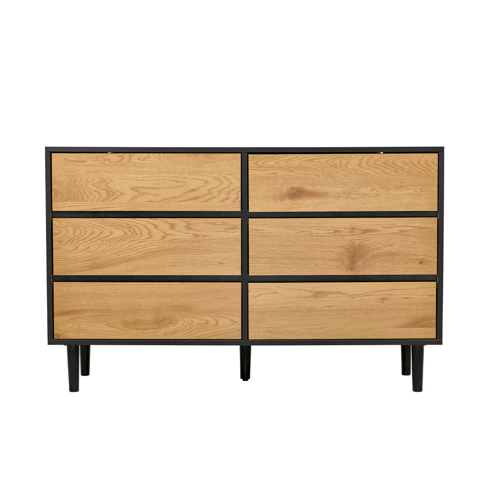 6 Chest of Drawers Lowboy Storage Dresser Bedroom Natural