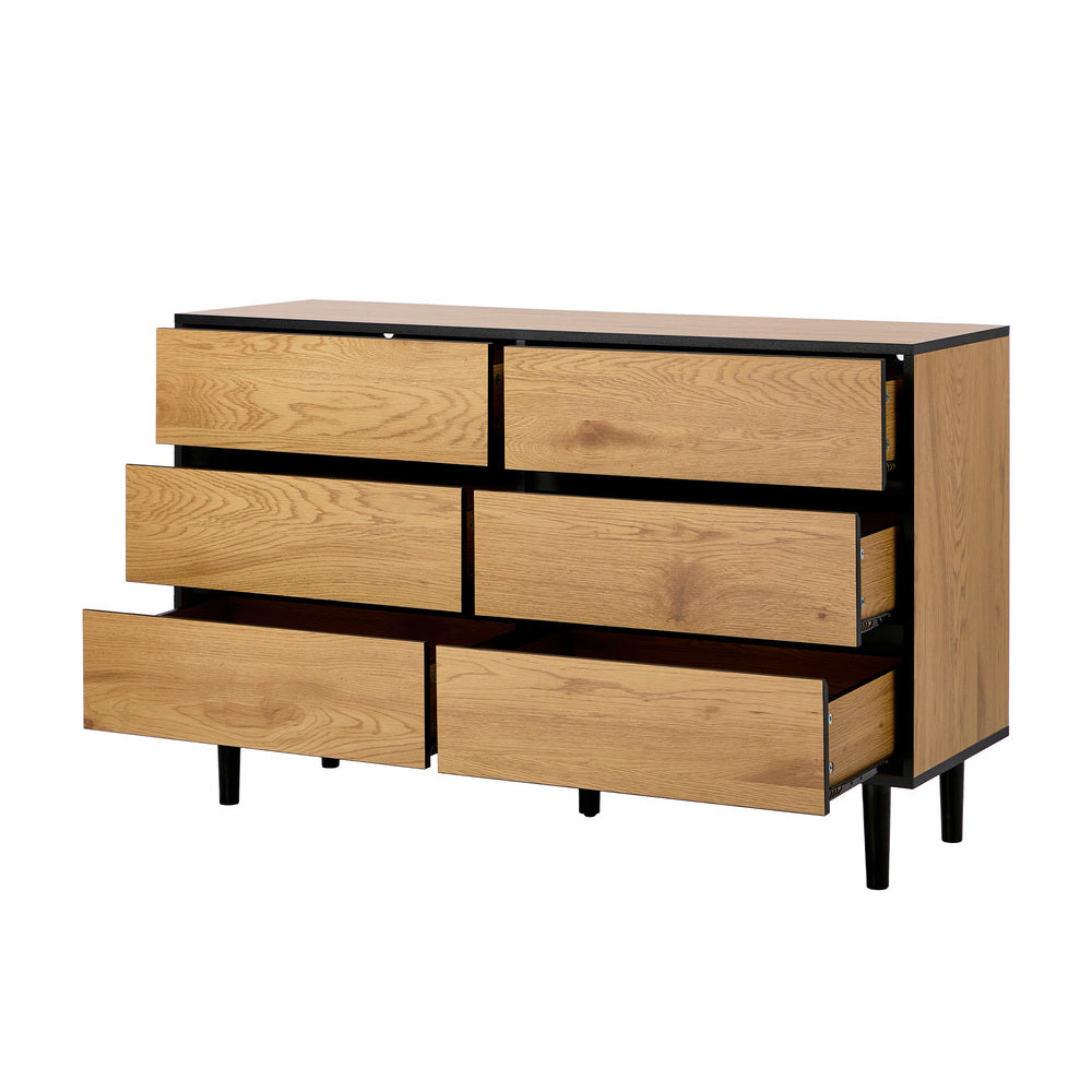 6 Chest of Drawers Lowboy Storage Dresser Bedroom Natural