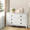 Oikiture 6 Drawer Chest of Drawers White Vintage Dresser Storage Cabinet