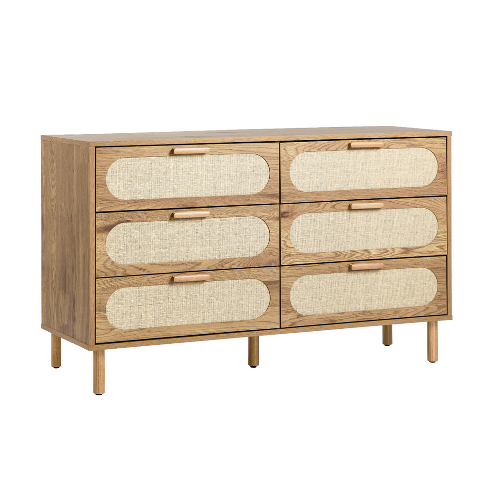 6 Chest of Drawers Lowboy Storage Cabinet Dresser Natural