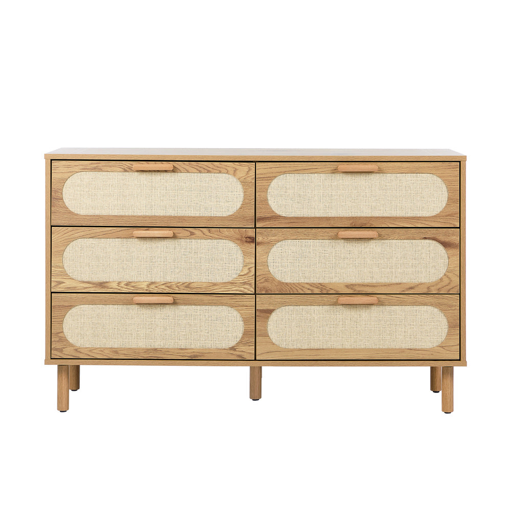 6 Chest of Drawers Lowboy Storage Cabinet Dresser Natural