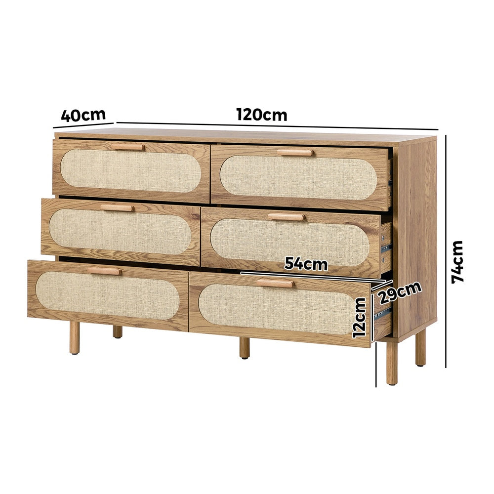 6 Chest of Drawers Lowboy Storage Cabinet Dresser Natural