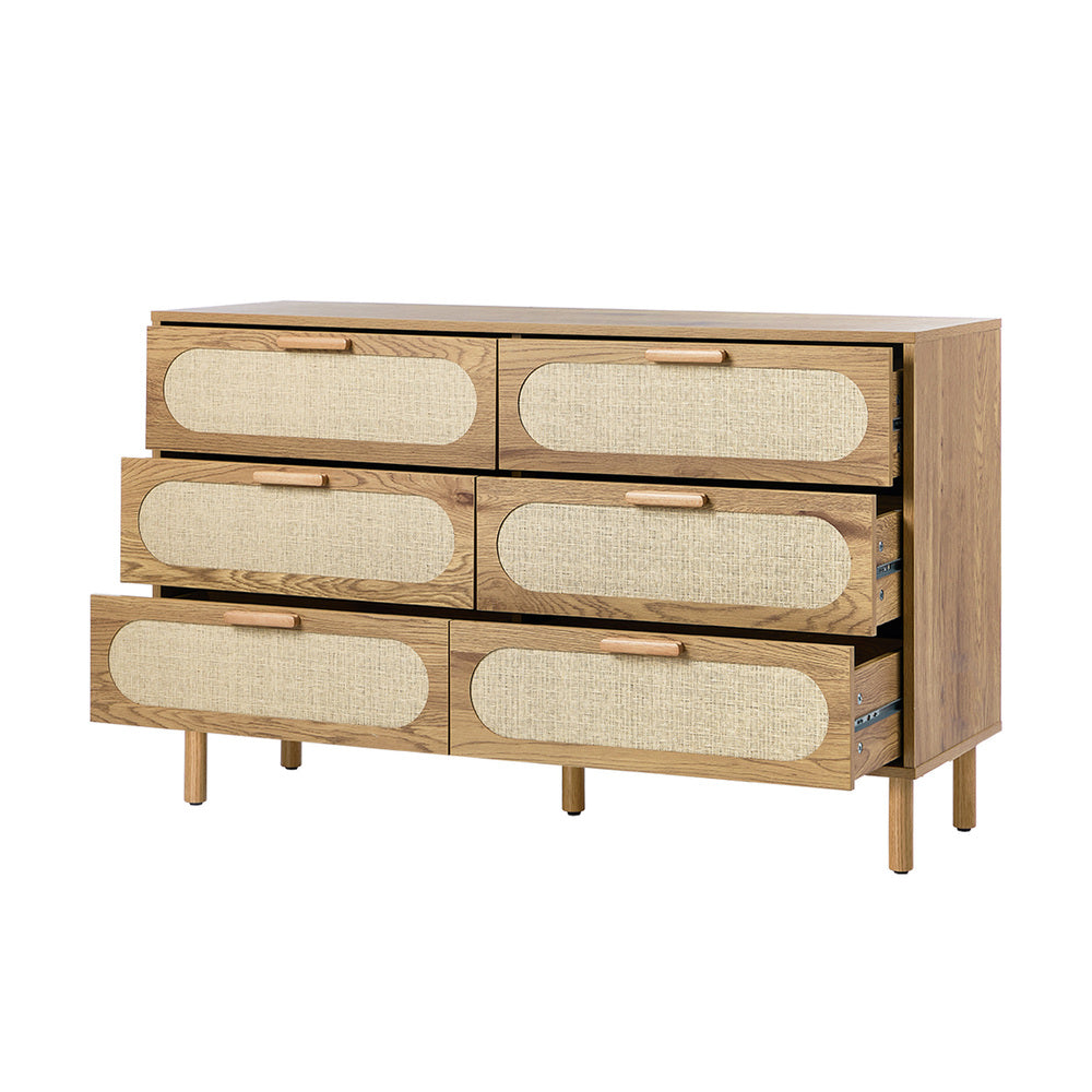 6 Chest of Drawers Lowboy Storage Cabinet Dresser Natural