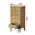 Oikiture 5 Chest of Drawers Dresser Tallboy Storage Cabinet Natural