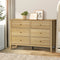 Oikiture 6 Drawer Tallboy Dresser Natural Wood Storage Chest Cabinet