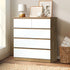 Oikiture 5 Chest of Drawers Tallboy Cabinet Dresser Table Wooden White Furniture