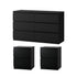 Oikiture 6 Chest of Drawers and 2 Bedside Tables Bedroom Set Black