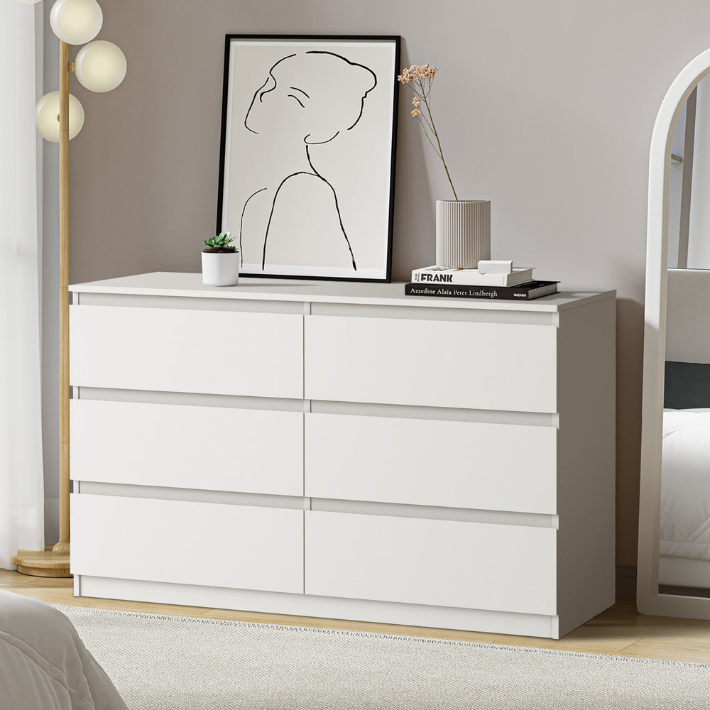 6 Chest of Drawers Lowboy Dresser Table Bedroom White