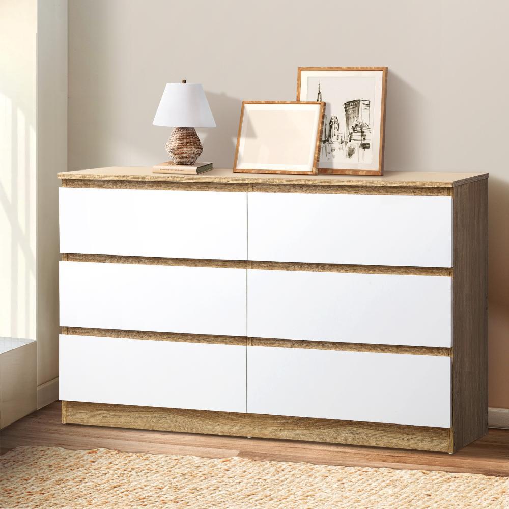 6 Chest of Drawers Tallboy Cabinet Dresser Table Wooden White Furniture