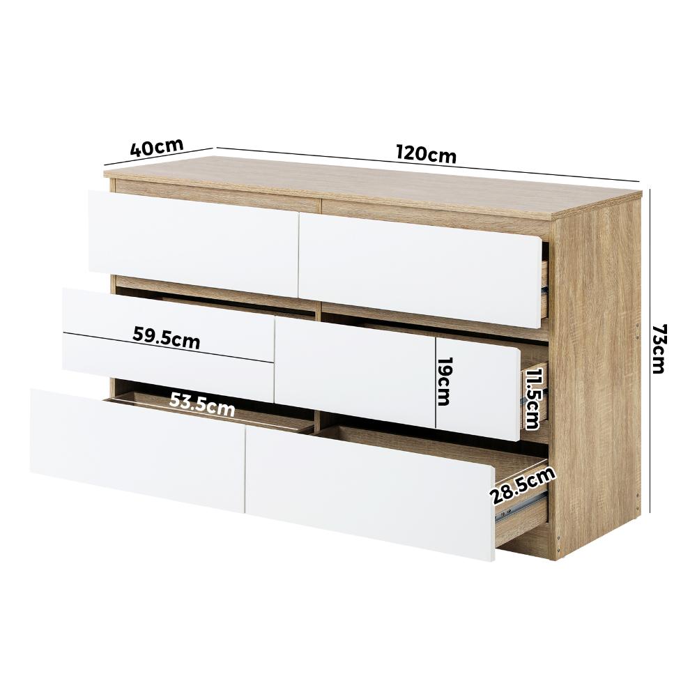 6 Chest of Drawers Tallboy Cabinet Dresser Table Wooden White Furniture