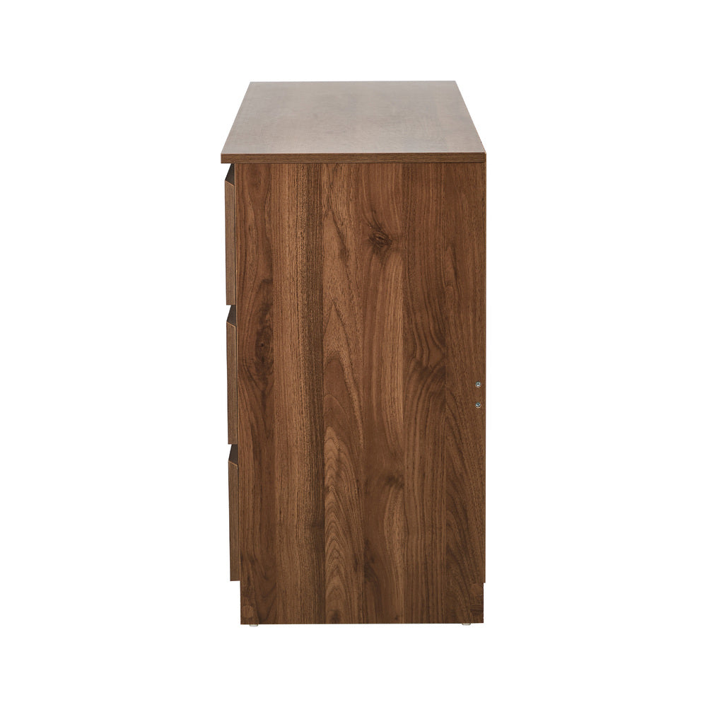 Oikiture 6 Chest of Drawers Lowboy Storage Cabinet Dresser Walnut