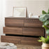 Oikiture 6 Chest of Drawers Lowboy Storage Cabinet Dresser Walnut