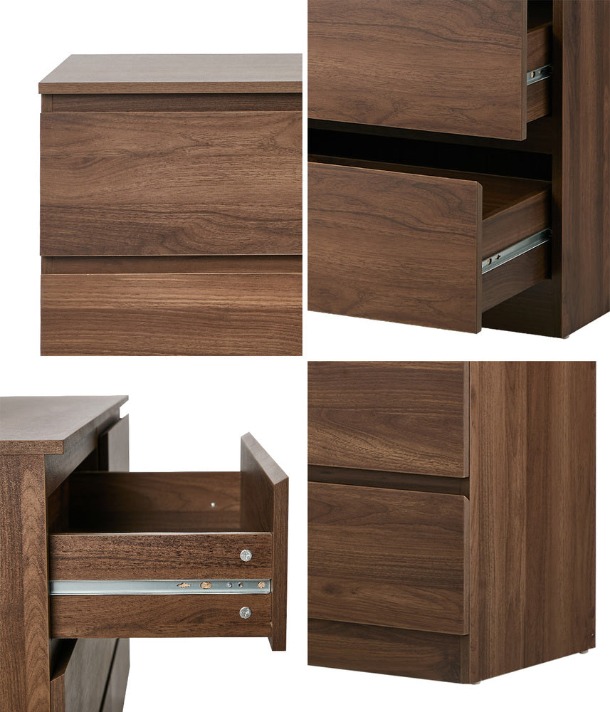 Oikiture 6 Chest of Drawers Lowboy Storage Cabinet Dresser Walnut