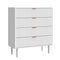 Oikiture 4 Chest of Drawers Tallboy White Gold
