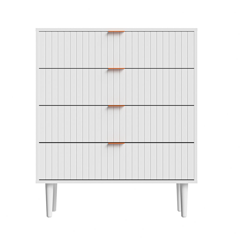 Oikiture 4 Chest of Drawers Tallboy White Gold