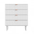 Oikiture 4 Chest of Drawers Tallboy White Gold
