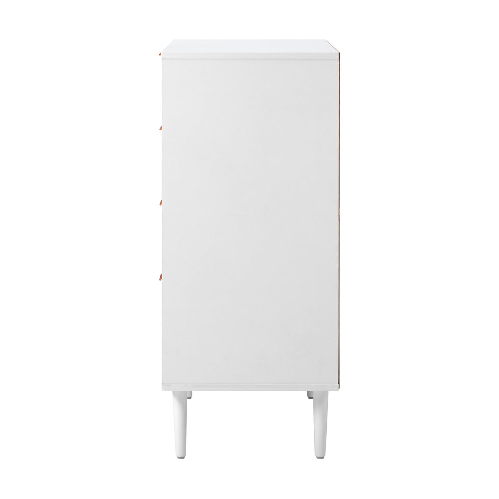 Oikiture 4 Chest of Drawers Tallboy White Gold