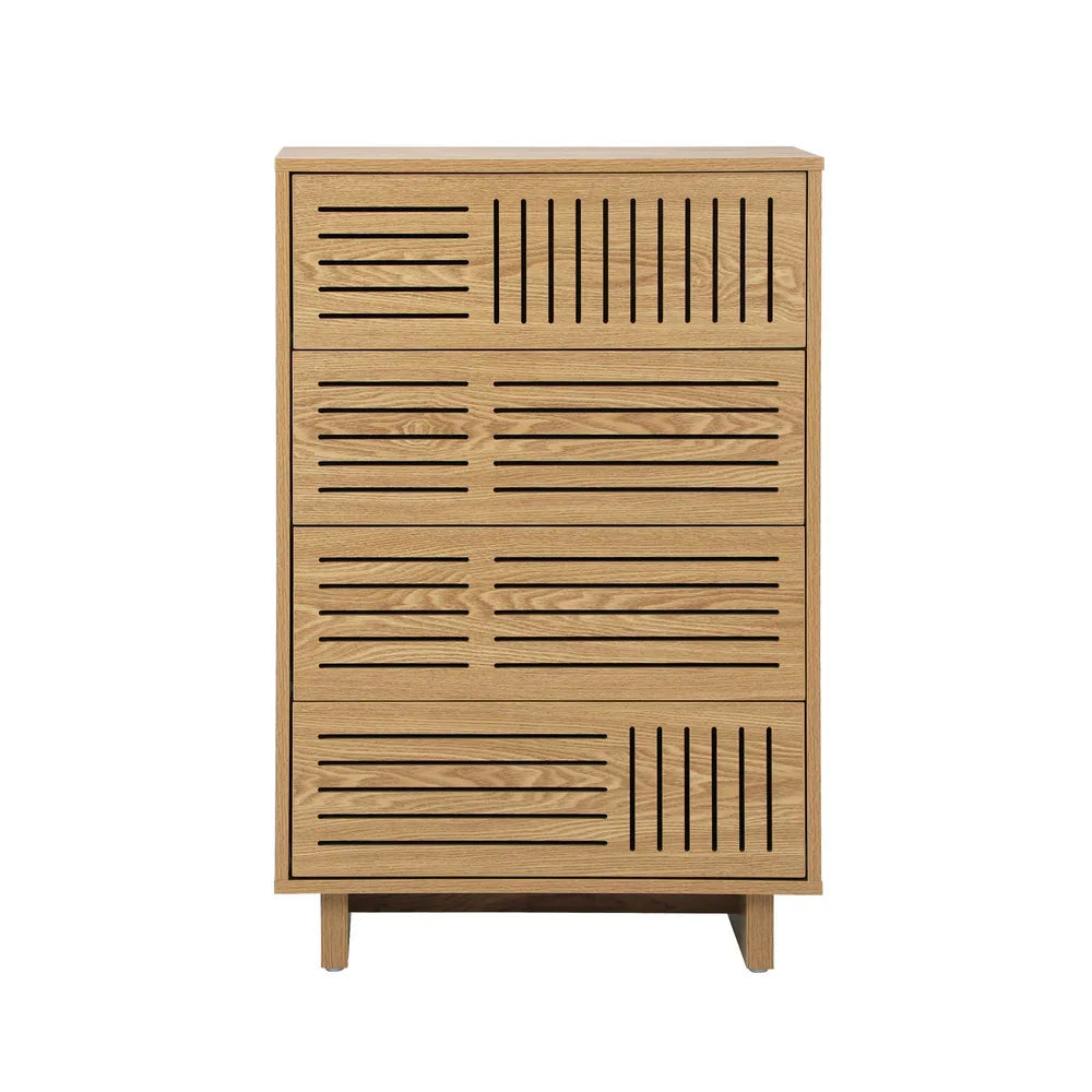 4 Chest of Drawers Storage Cabinet Tallboy Natural Set of 2