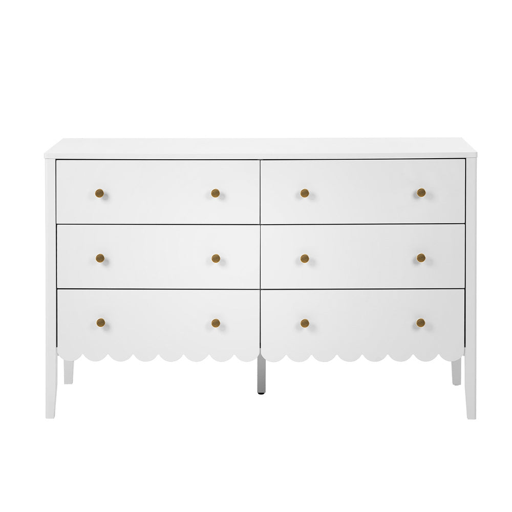 Oikiture 6 Drawer Kids Chest of Drawers White Painted Storage Cabinet