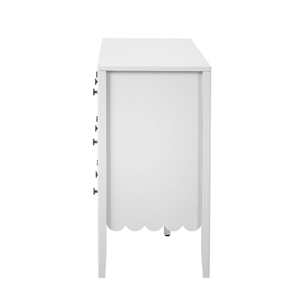 Oikiture 6 Drawer Kids Chest of Drawers White Painted Storage Cabinet