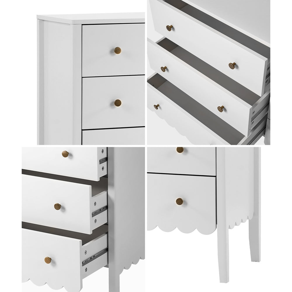 Oikiture 6 Drawer Kids Chest of Drawers White Painted Storage Cabinet