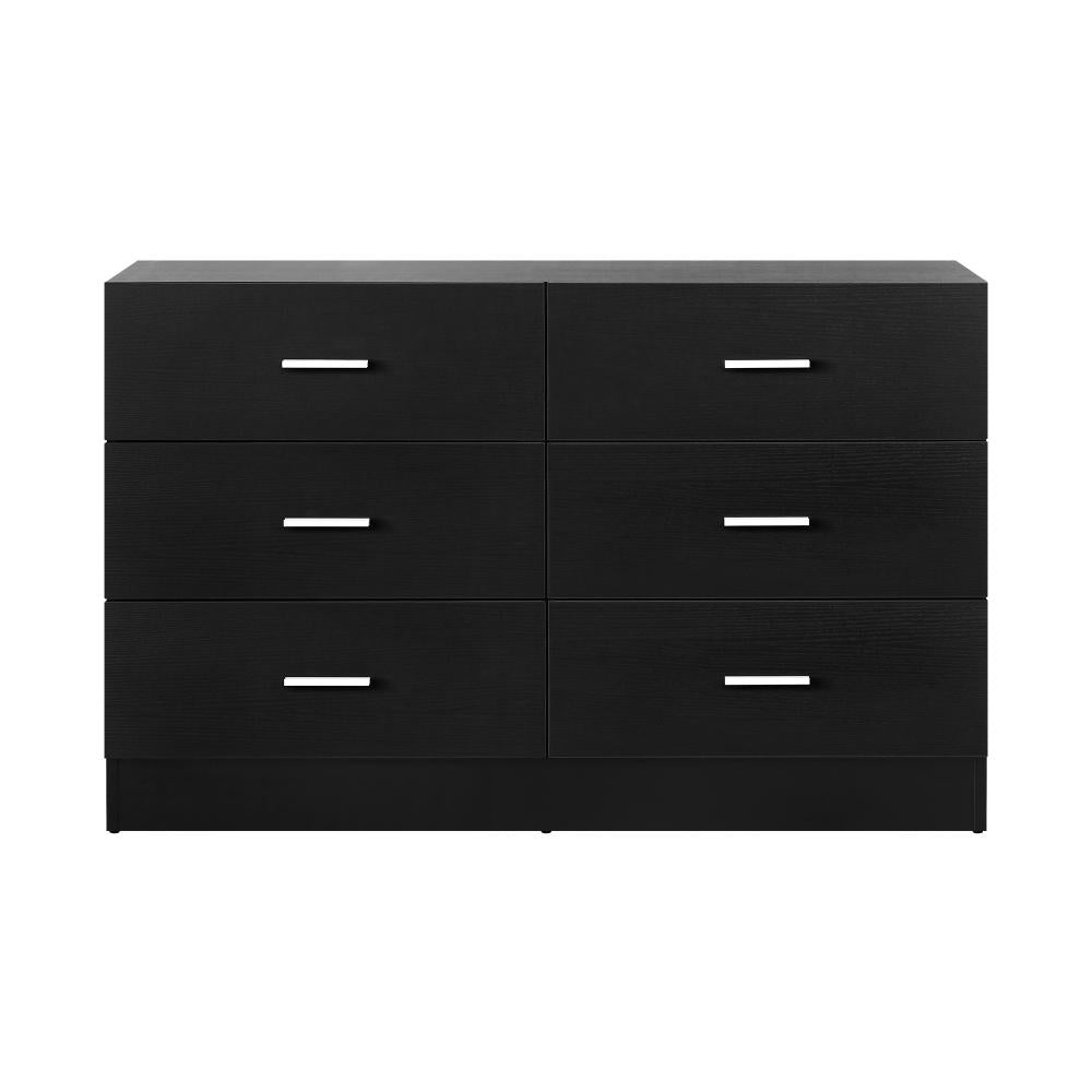 6 Chest of Drawers Aluminum Handles Black