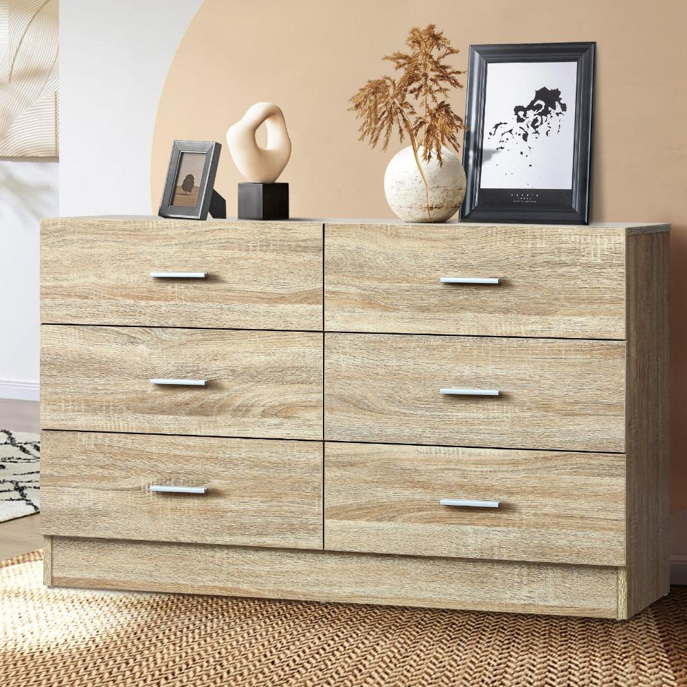 6 Chest of Drawers Aluminum Handles Wooden