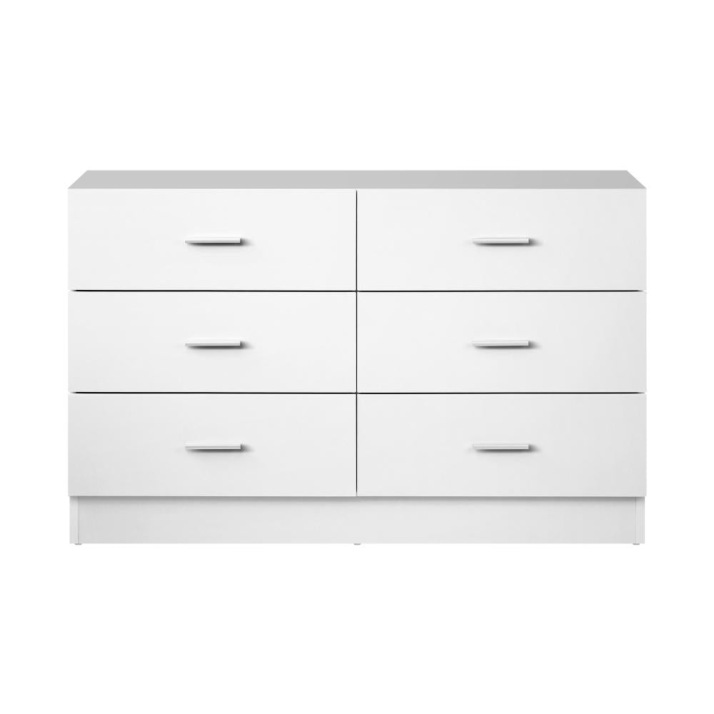 6 Chest of Drawers Aluminum Handles White