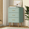 Oikiture 3 Drawer Chest Tallboy Green Woodgrain Storage Cabinet Dresser