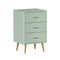 Oikiture 3 Chest of Drawers Tallboy Green