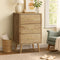 Oikiture 3 Drawer Chest Tallboy Natural Woodgrain Storage Cabinet Dresser
