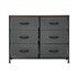 Oikiture 6 Chest of Drawers Fabric Grey Wooden Tabletop