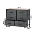 Oikiture 6 Chest of Drawers Fabric Grey Wooden Tabletop