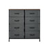 Oikiture 8 Chest of Drawers Fabric Grey Wooden Tabletop