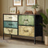 Oikiture Lowboy 5 Chest Of Drawers Cabinet Retro