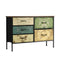 Oikiture Lowboy 5 Chest Of Drawers Cabinet Retro