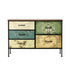 Oikiture Lowboy 5 Chest Of Drawers Cabinet Retro