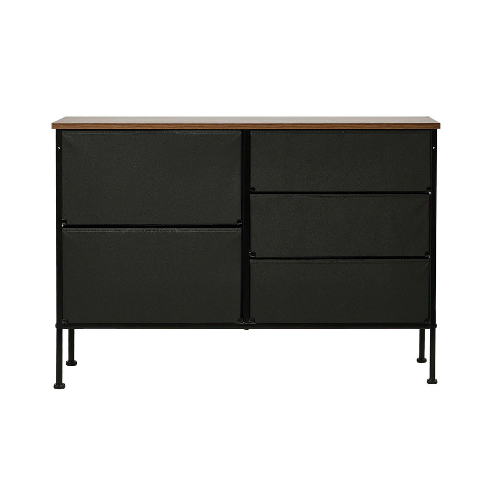Oikiture Lowboy 5 Chest Of Drawers Cabinet Retro