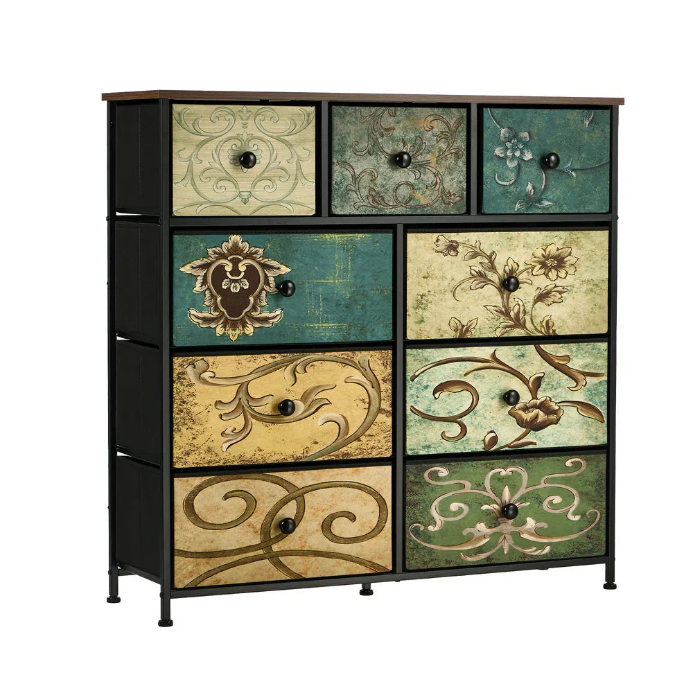 9 Chest of Drawers Fabric Dresser Vintage Tallboy Organizer