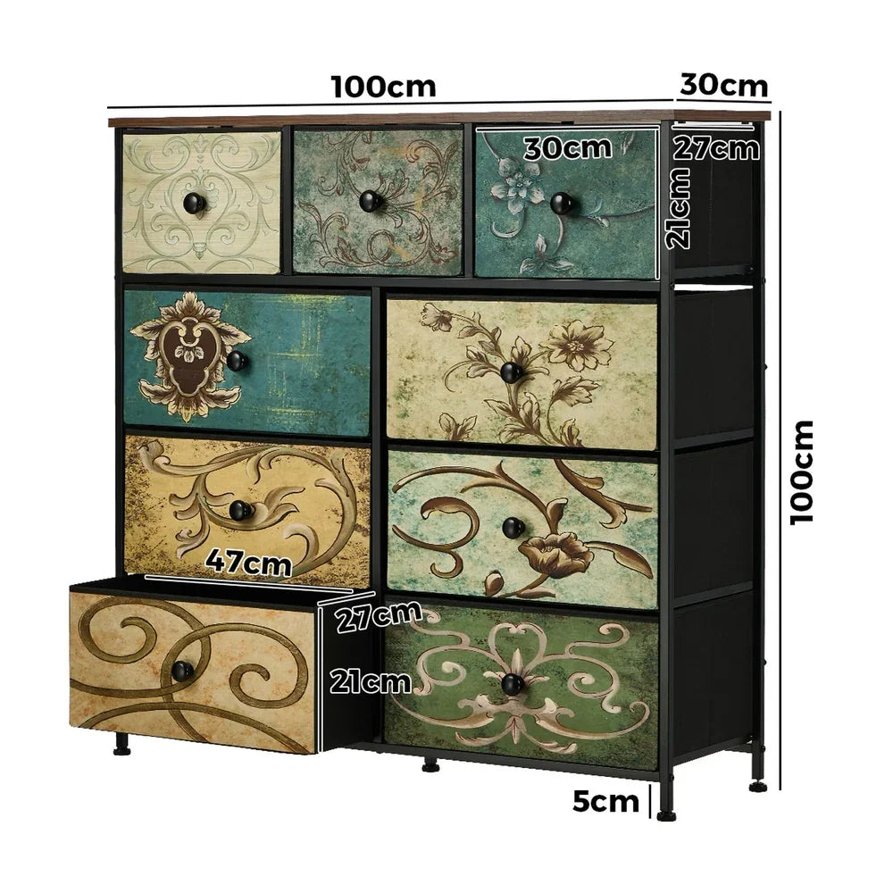 9 Chest of Drawers Fabric Dresser Vintage Tallboy Organizer