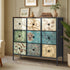 Oikiture 9 Chest of Drawers Fabric Lowboy Retro Vintage