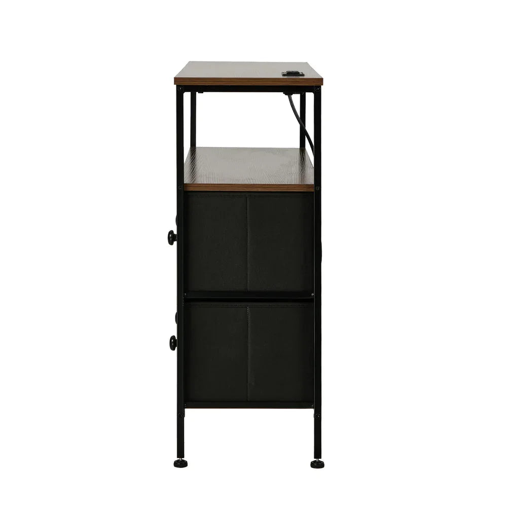 6 Chest of Drawers Fabric Retro Dresser Lowboy Shelf Charging