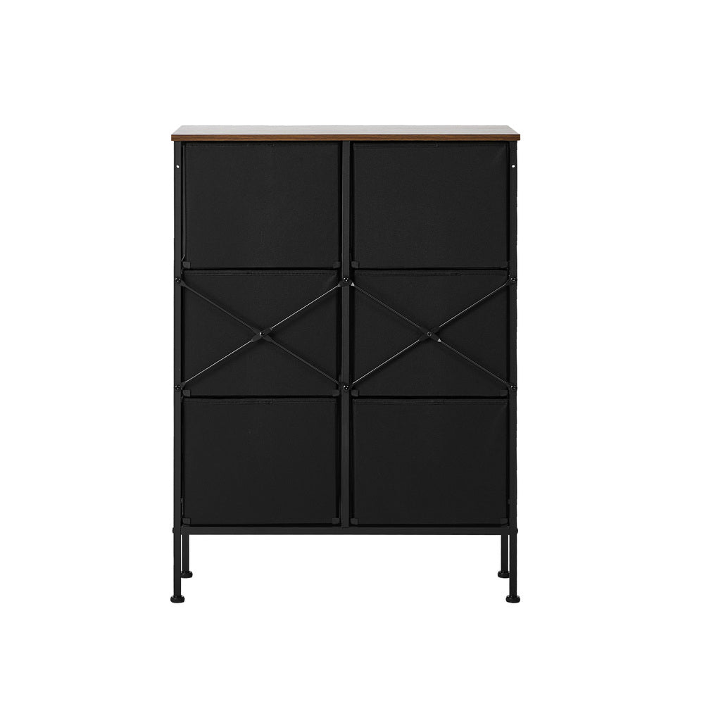 Oikiture 6 Chest Of Drawers Retro Tallboy Dresser Foldable Fabric