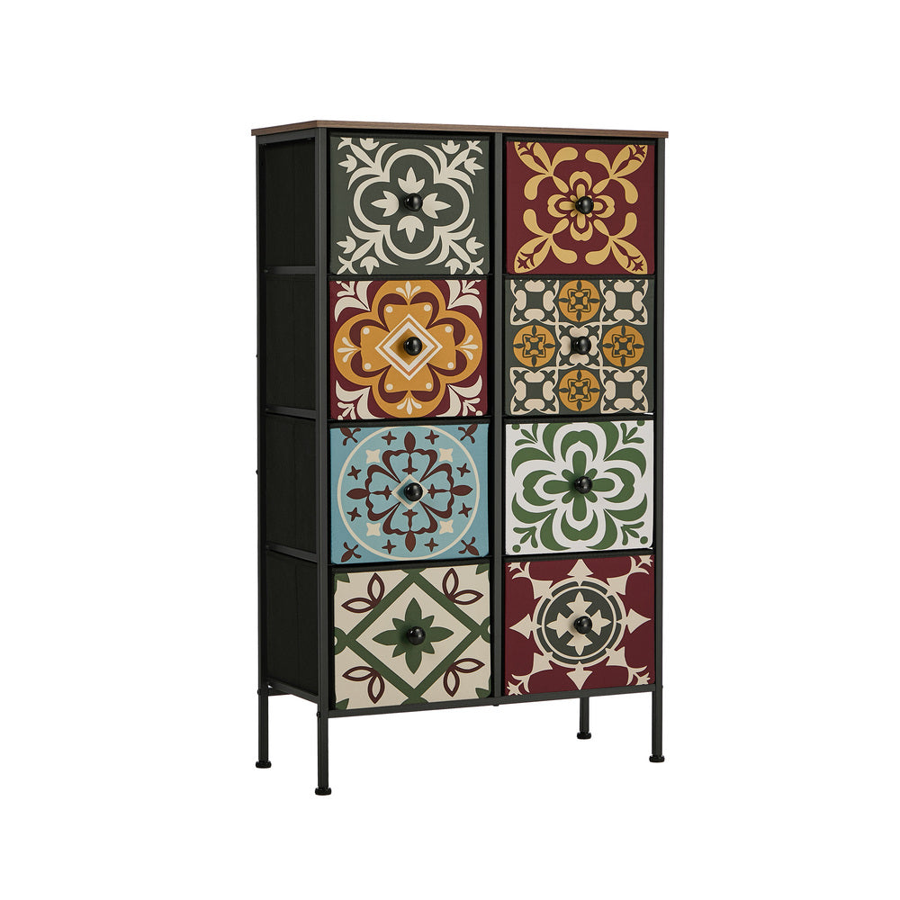 Oikiture 8 Chest Of Drawers Retro Tallboy Dresser Foldable Fabric