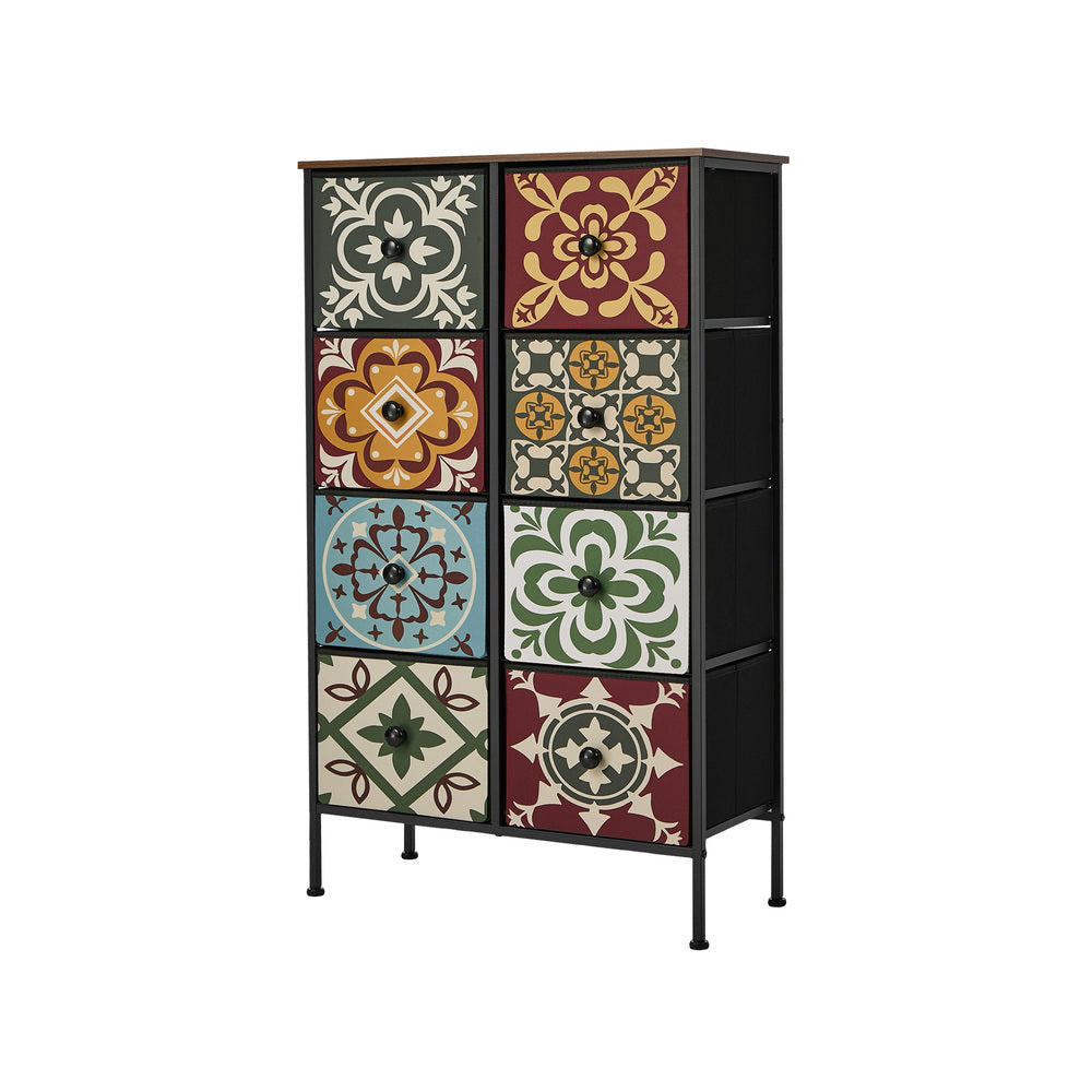 Oikiture 8 Chest Of Drawers Retro Tallboy Dresser Foldable Fabric