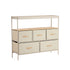 Oikiture 5 Drawer Chest Of Drawers Open Shelf Organizer Beige