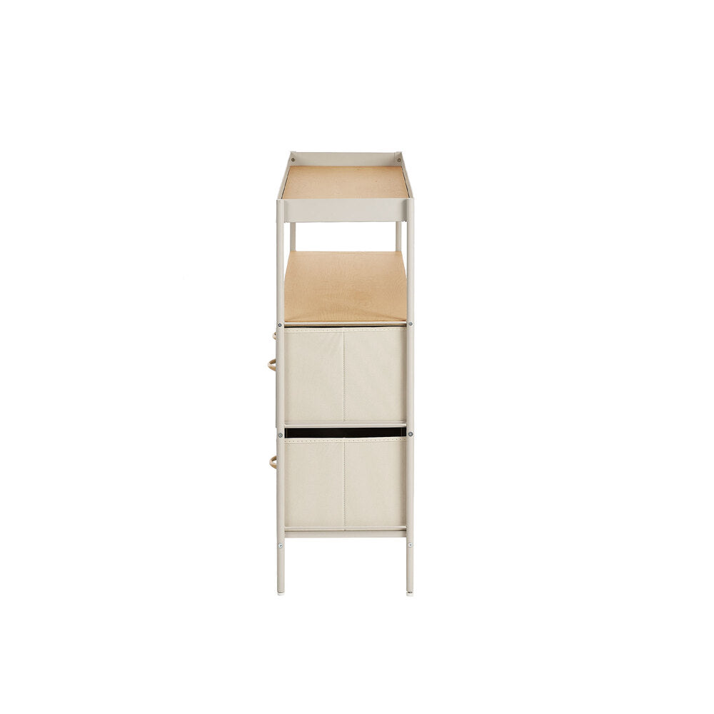Oikiture 5 Drawer Chest Of Drawers Open Shelf Organizer Beige